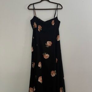 Reformation women’s floral black dress with pink roses
